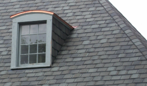 Example of grey asphalt roof shingles