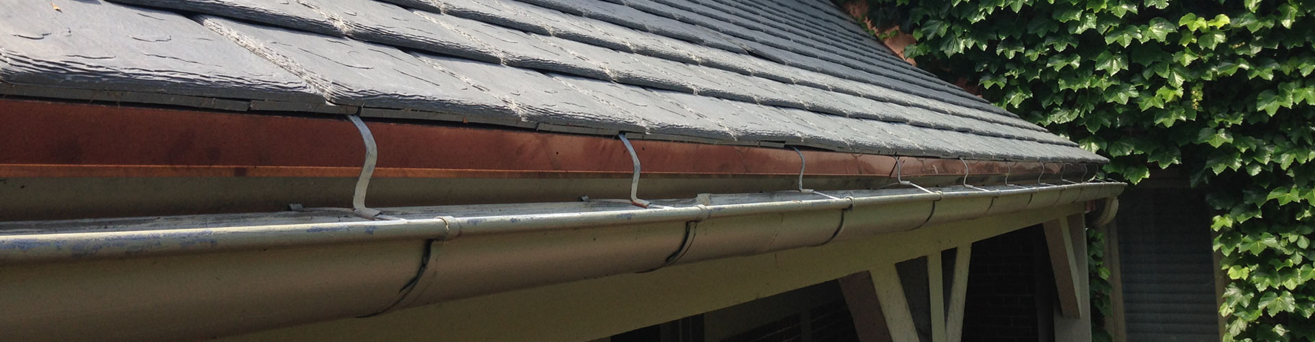 Gutter on the edge of a roof