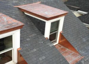 Example of copper roofing materials on a home